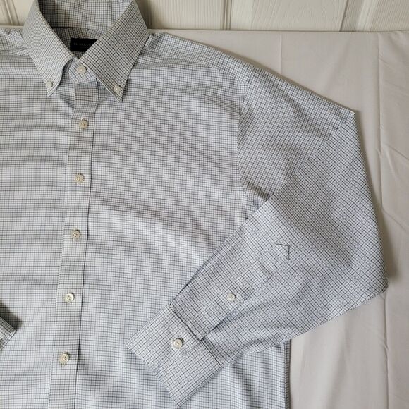 Proper Cloth Non-Iron Check Dress Shirt Men’s XL Blue White Button Down - Picture 7 of 9